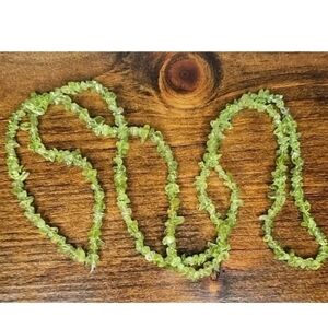 Vintage Peridot Chip Long Necklace 17" Gemstone Green Yellow Jewelry Handmade